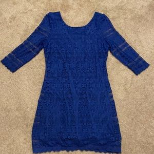 Long sleeve blue lace dress